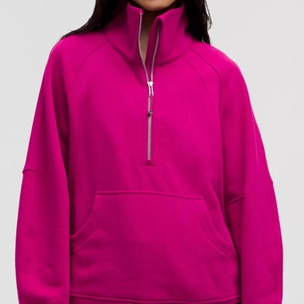 Lululemon Women's Pink Scuba Oversized Funnel-Neck Half Zip Long